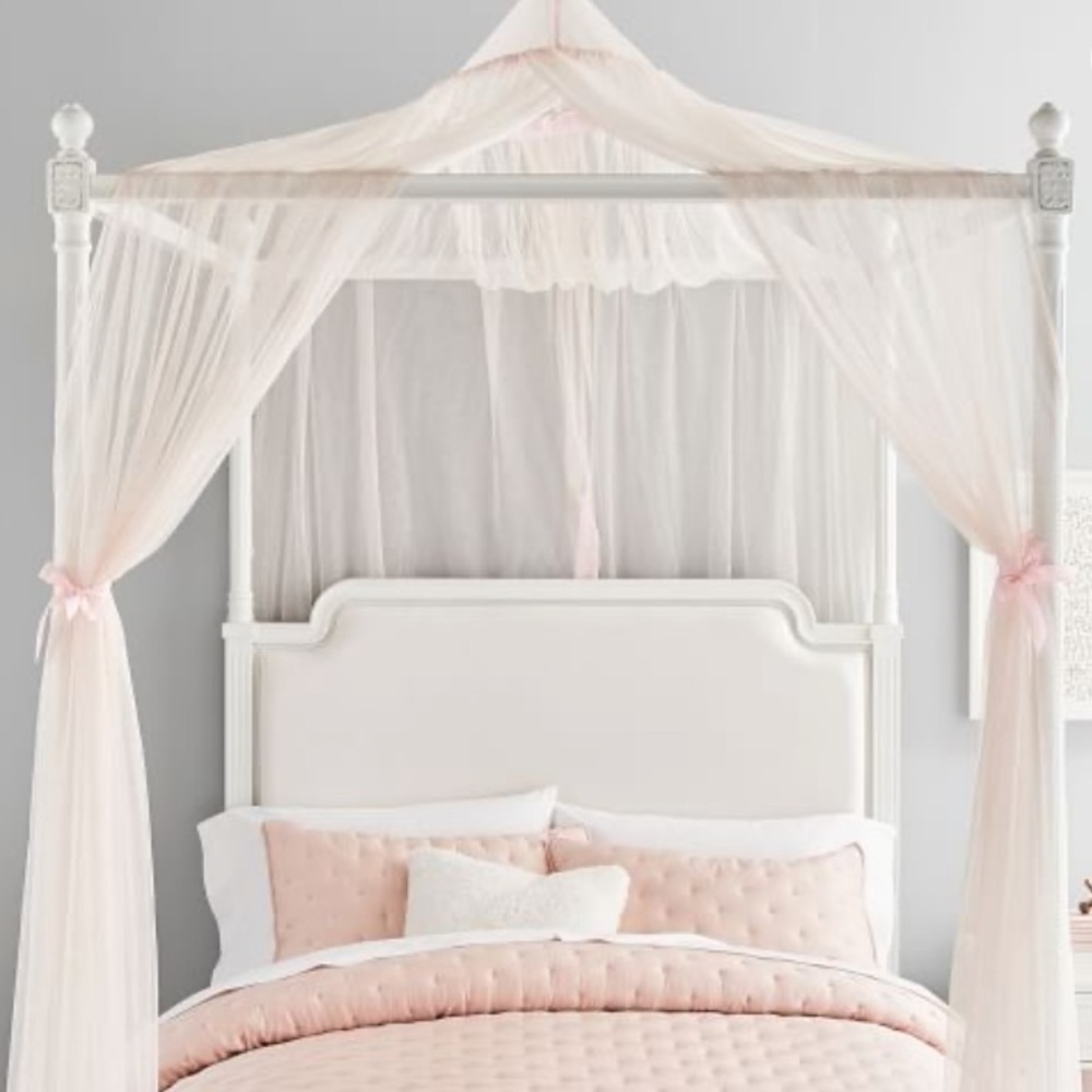 PB Teen tulle bedskirt and Glitter tulle canopy